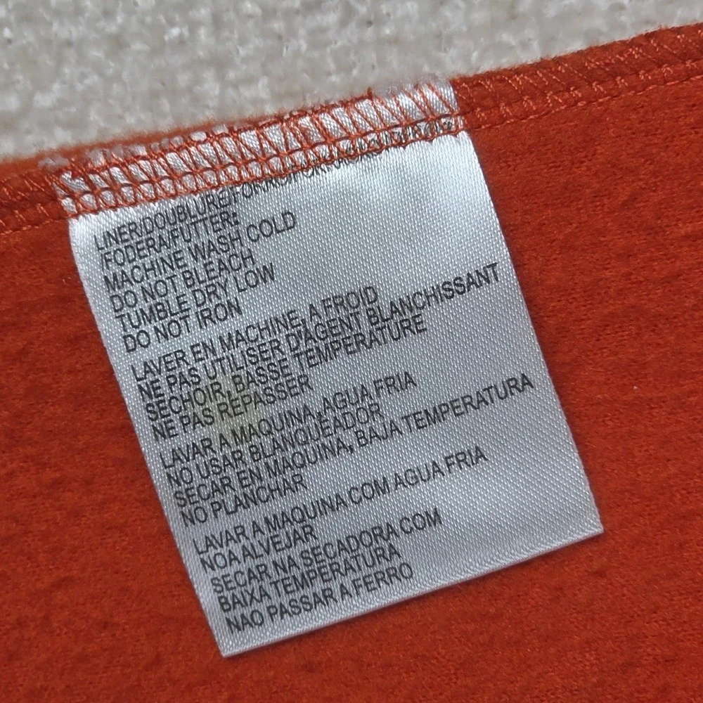 Harley-Davidson Orange Fleece Jacket Liner Embossed Logo Buttons Mens Medium